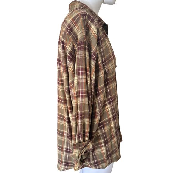 Timberland - Men’s Vintage Brown Flannel Button Down Shirt - XXL - Picture 4 of 8